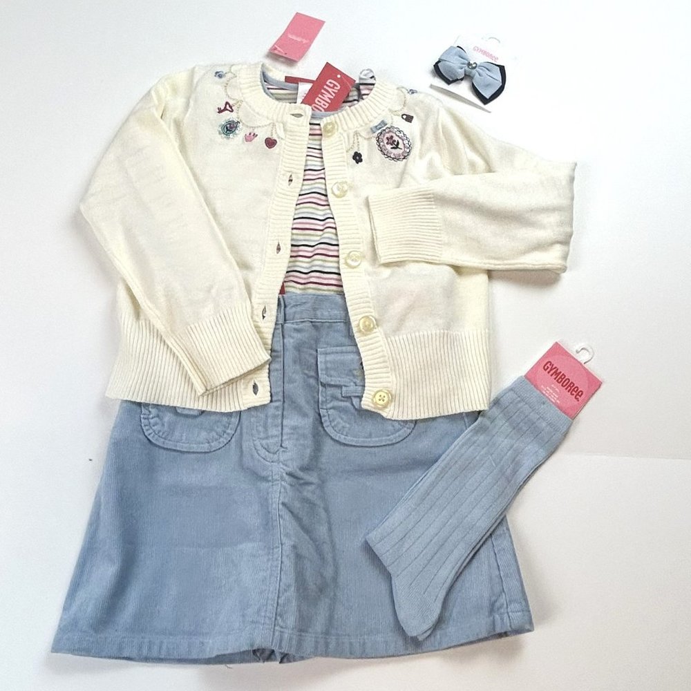 NWT Gymboree 2 Pocket Skort, Charm Bracelet Cardigan, Tee and Accessories 6